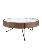 Tavolino rotondo in noce/bianco/nero - 36x81x81 cm