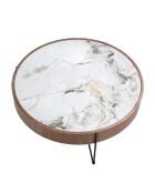 Tavolino rotondo in noce/bianco/nero - 36x81x81 cm