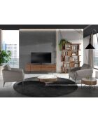 Tavolino rotondo in noce/bianco/nero - 36x81x81 cm