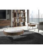 Tavolino rotondo in noce/bianco/nero - 36x81x81 cm