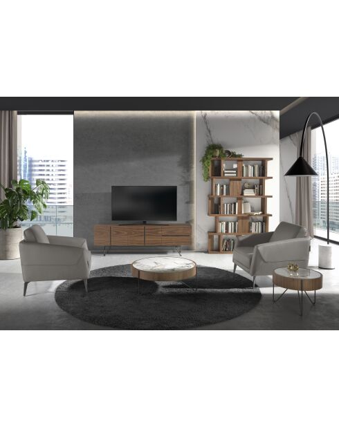Tavolino rotondo in noce/bianco/nero - 36x81x81 cm