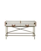 Consola rectangular gris claro/dorado - 39x141x45 cm