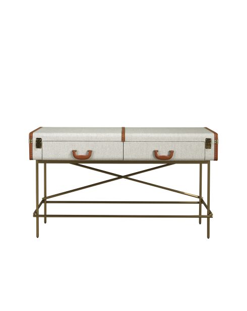 Consola rectangular gris claro/dorado - 39x141x45 cm