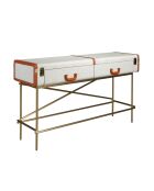 Consola rectangular gris claro/dorado - 39x141x45 cm