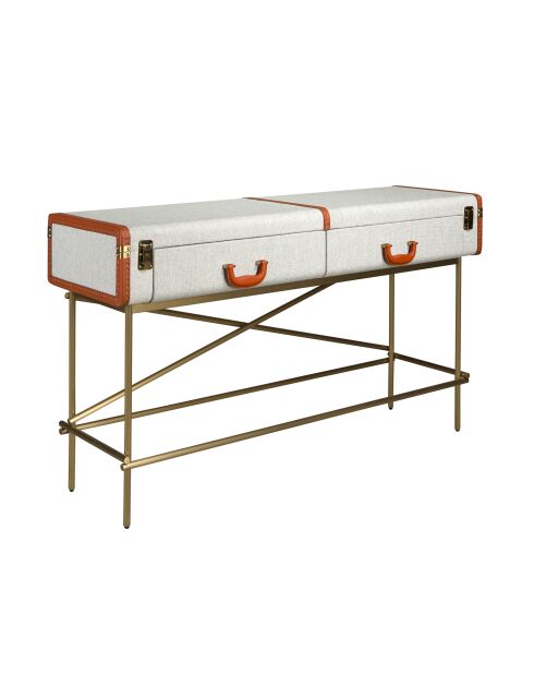 Consola rectangular gris claro/dorado - 39x141x45 cm