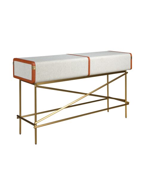 Consola rectangular gris claro/dorado - 39x141x45 cm