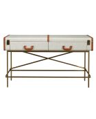 Consola rectangular gris claro/dorado - 39x141x45 cm
