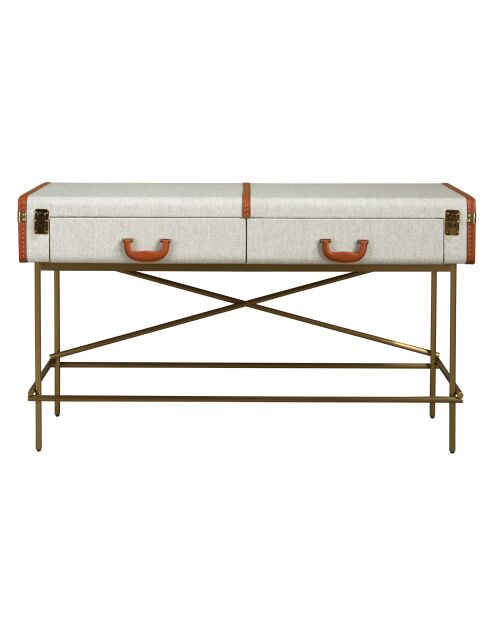 Consola rectangular gris claro/dorado - 39x141x45 cm