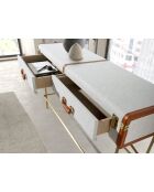 Consola rectangular gris claro/dorado - 39x141x45 cm
