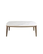 Tavolino moderno ovale a forma di botte bianco/noce - 30x119x65 cm