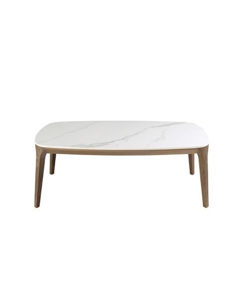 Moderne ovale tonvormige salontafel wit/walnoot - 30x119x65 cm