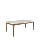 Tavolino moderno ovale a forma di botte bianco/noce - 30x119x65 cm