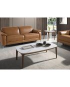 Tavolino moderno ovale a forma di botte bianco/noce - 30x119x65 cm