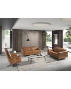 Tavolino moderno ovale a forma di botte bianco/noce - 30x119x65 cm