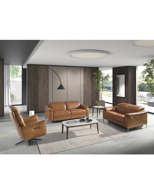 Moderne ovale tonvormige salontafel wit/walnoot - 30x119x65 cm