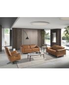 Tavolino moderno ovale a forma di botte bianco/noce - 30x119x65 cm