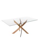 Table de salle à manger avec plateau cristal/rose - 58x180x95 cm