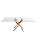 Table de salle à manger avec plateau cristal/rose - 58x180x95 cm