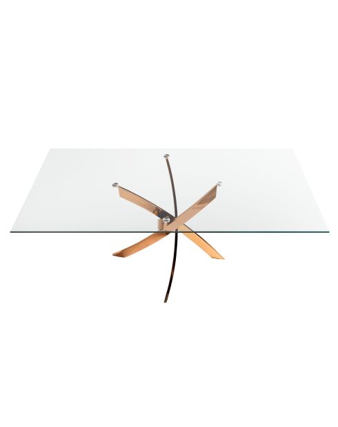 Table de salle à manger avec plateau cristal/rose - 58x180x95 cm