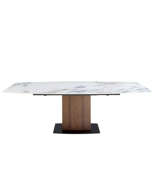 Ausziehbarer Esstisch Nussbaum/Weiß/Schwarz - 130x160x100 cm