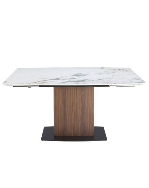 Ausziehbarer Esstisch Nussbaum/Weiß/Schwarz - 130x160x100 cm