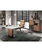 Uitschuifbare eettafel walnoot/wit/zwart - 130x160x100 cm