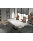 Uitschuifbare eettafel walnoot/wit/zwart - 130x160x100 cm