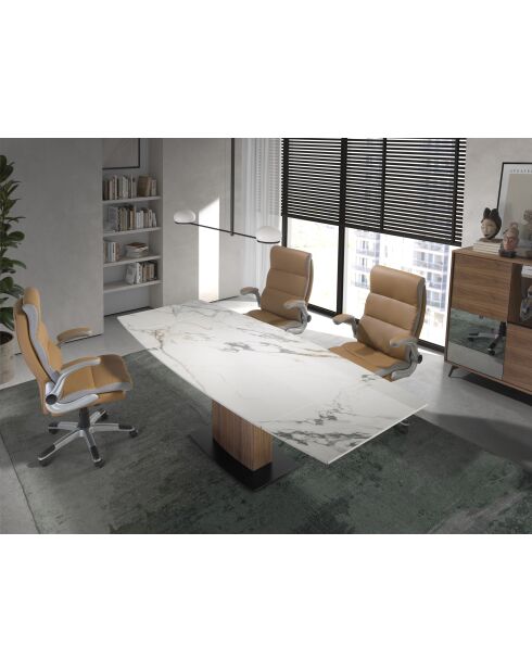 Ausziehbarer Esstisch Nussbaum/Weiß/Schwarz - 130x160x100 cm