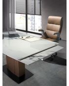 Uitschuifbare eettafel walnoot/wit/zwart - 130x160x100 cm