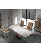 Uitschuifbare eettafel walnoot/wit/zwart - 130x160x100 cm