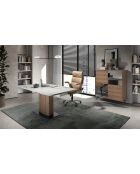 Uitschuifbare eettafel walnoot/wit/zwart - 130x160x100 cm