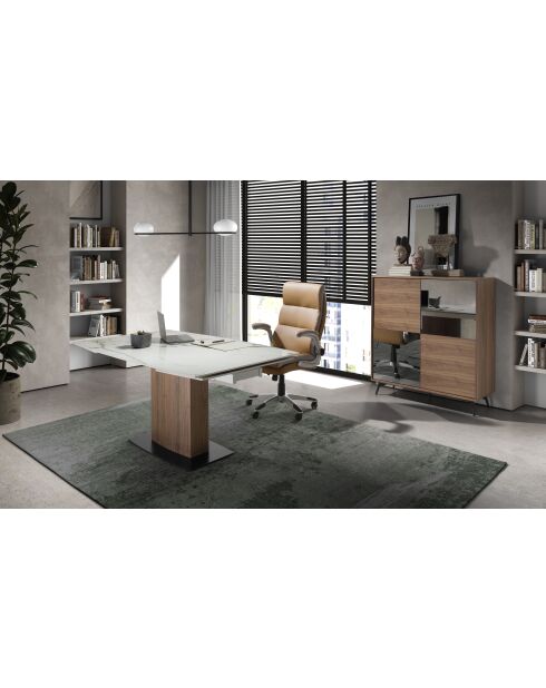 Uitschuifbare eettafel walnoot/wit/zwart - 130x160x100 cm