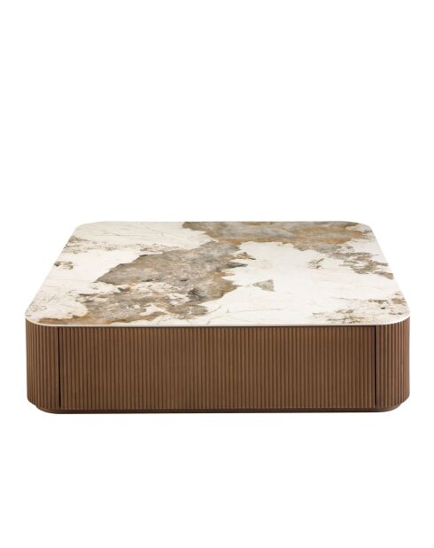 Tavolino quadrato bianco/noce - 50x120x120 cm