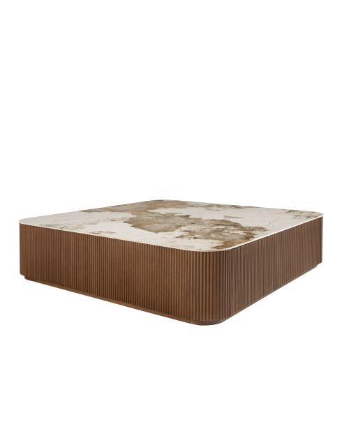 Tavolino quadrato bianco/noce - 50x120x120 cm