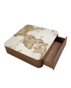 Tavolino quadrato bianco/noce - 50x120x120 cm