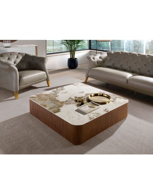 Tavolino quadrato bianco/noce - 50x120x120 cm
