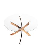 Table de salle à manger avec plateau cristal/rose - 36x110x110 cm