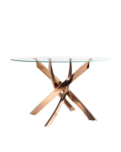 Table de salle à manger avec plateau cristal/rose - 36x110x110 cm