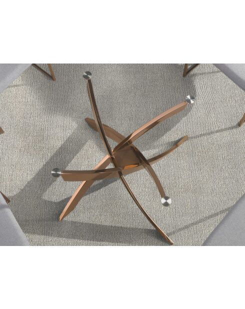 Table de salle à manger avec plateau cristal/rose - 36x110x110 cm