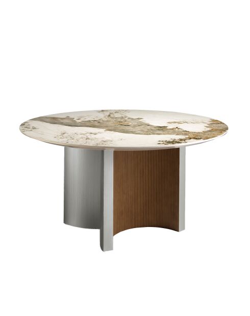 Mesa de comedor blanca de nogal plateado - 150x150x150 cm