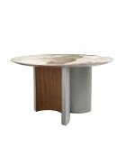 Mesa de comedor blanca de nogal plateado - 150x150x150 cm