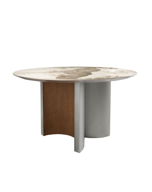 Mesa de comedor blanca de nogal plateado - 150x150x150 cm