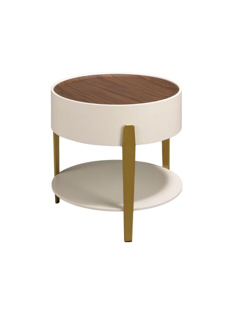 Tavolo angolare beige/noce - 52x52x52 cm