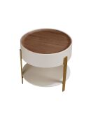 Tavolo angolare beige/noce - 52x52x52 cm