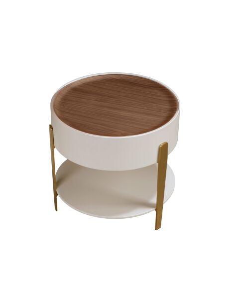 Tavolo angolare beige/noce - 52x52x52 cm