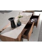 Consola rectangular blanco/acero oscuro/nogal - 26x120x40 cm