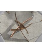 Table de salle à manger avec plateau cristal/rose - 47x130x130 cm