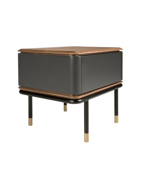 Table de chevet  gris foncé/noyer/or - 23x60x45 cm