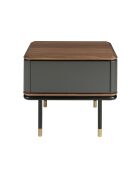 Table de chevet  gris foncé/noyer/or - 23x60x45 cm