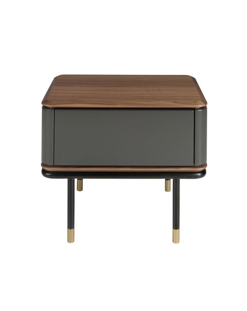 Table de chevet  gris foncé/noyer/or - 23x60x45 cm